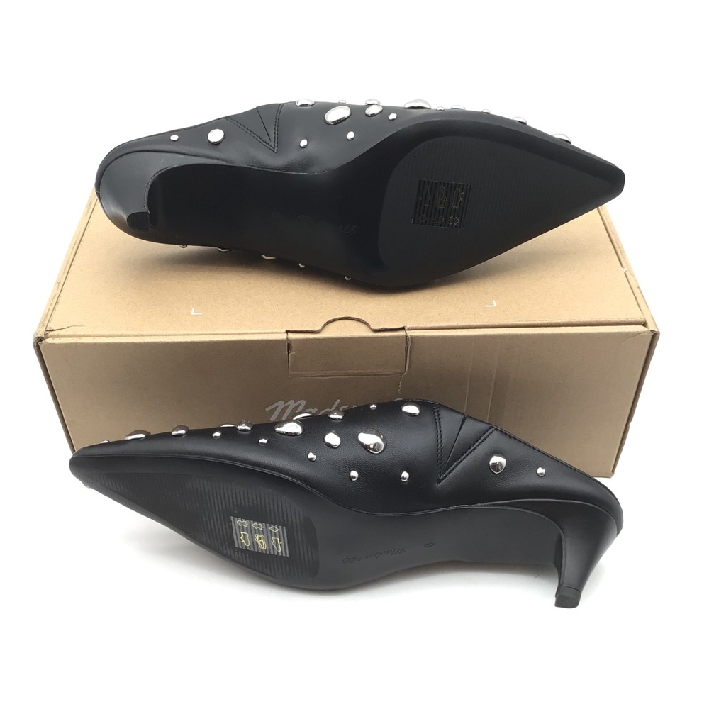 Madewell Studded Nappa Leather Kitten Heel Mule NY386 Black Womens Size 8 NEW - Picture 5 of 7